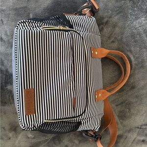 Striped Black and White thermal lunch Bag